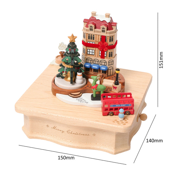 Chrismas City With Red Double Decker Bus