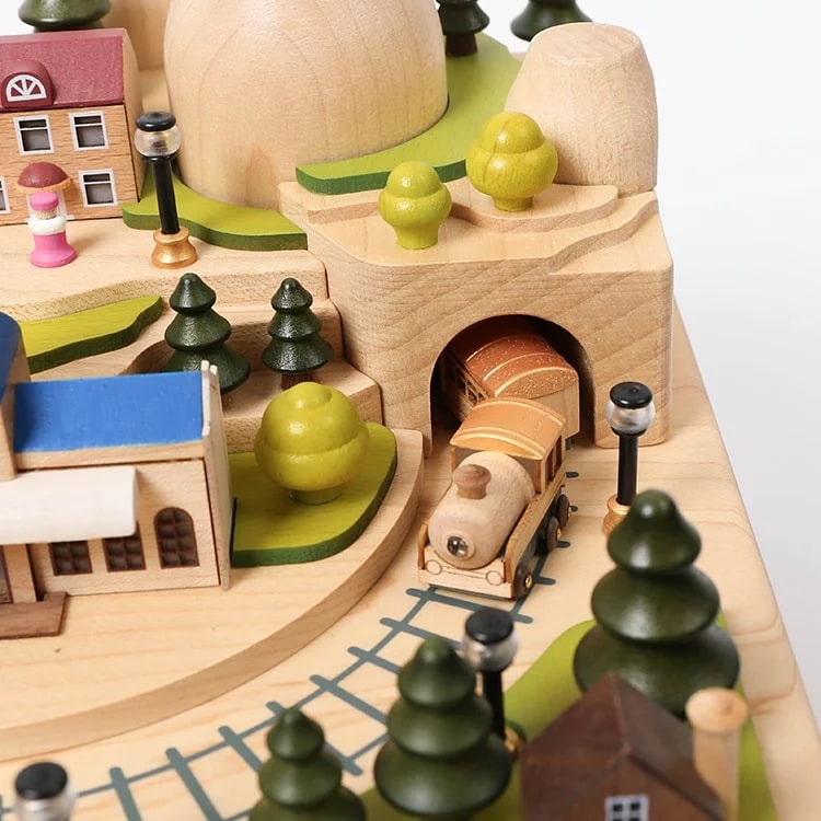 Train & Cave music box with digital LED clock – UNARTSG